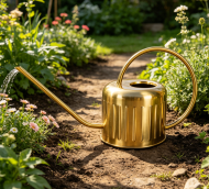Gold Stainless Steel Long-Spout Watering Can – Rust-Resistant, for Indoor & Outdoor Plants