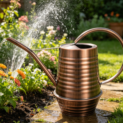 Bronze-Finish Metal Long-Spout Watering Can – For Indoor Potted Plants & Flowers