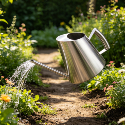 Modern-style stainless steel long-spout watering can for small houseplants