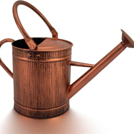 Copper-colored metal long-spout watering can (durable model) for household gardening