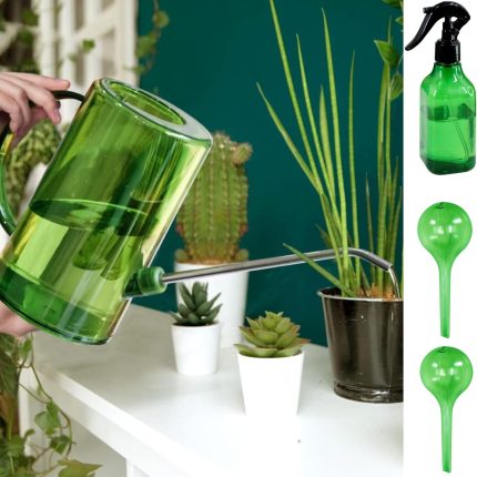 Brushed gold long-spout watering can for indoor and outdoor plants